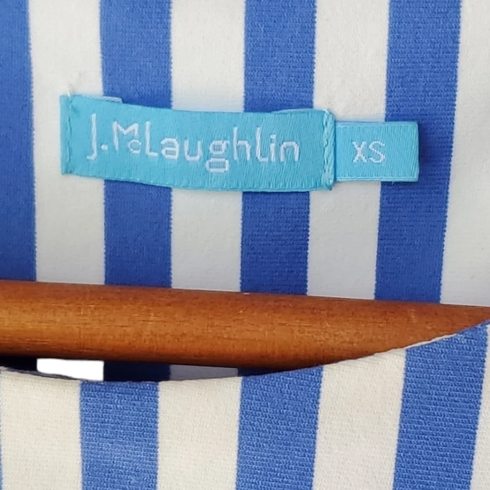J. McLaughlin Helena Catalina Cloth Blue White Stripped Mini Dress Size XS - Picture 3 of 4